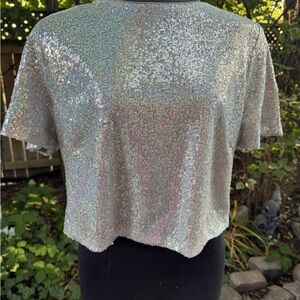 Honey Maddy Silver Sequin Women's Top. Size M. New with tags.